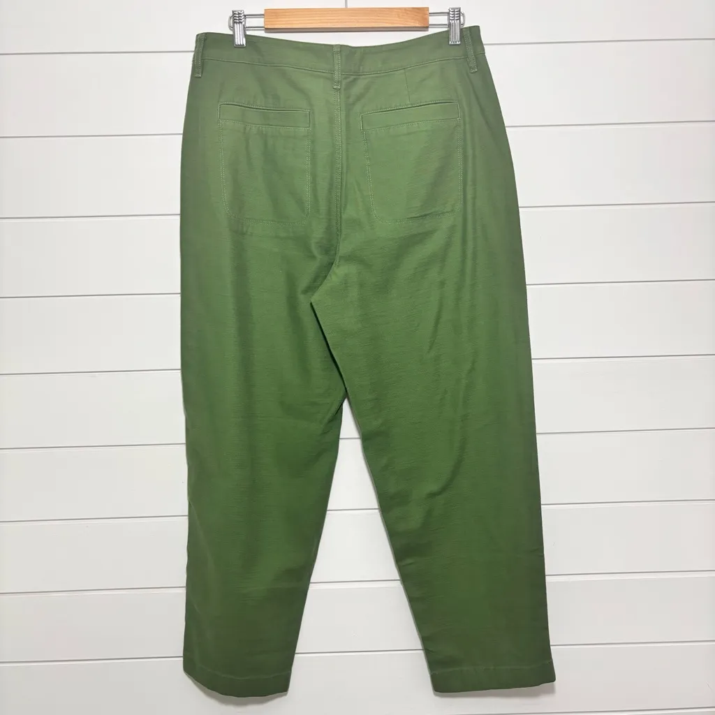 J. Crew Cotton Camp Pant Women’s Size 12 Patch‎ Pockets Tapered Leg Casual Green - Image 3