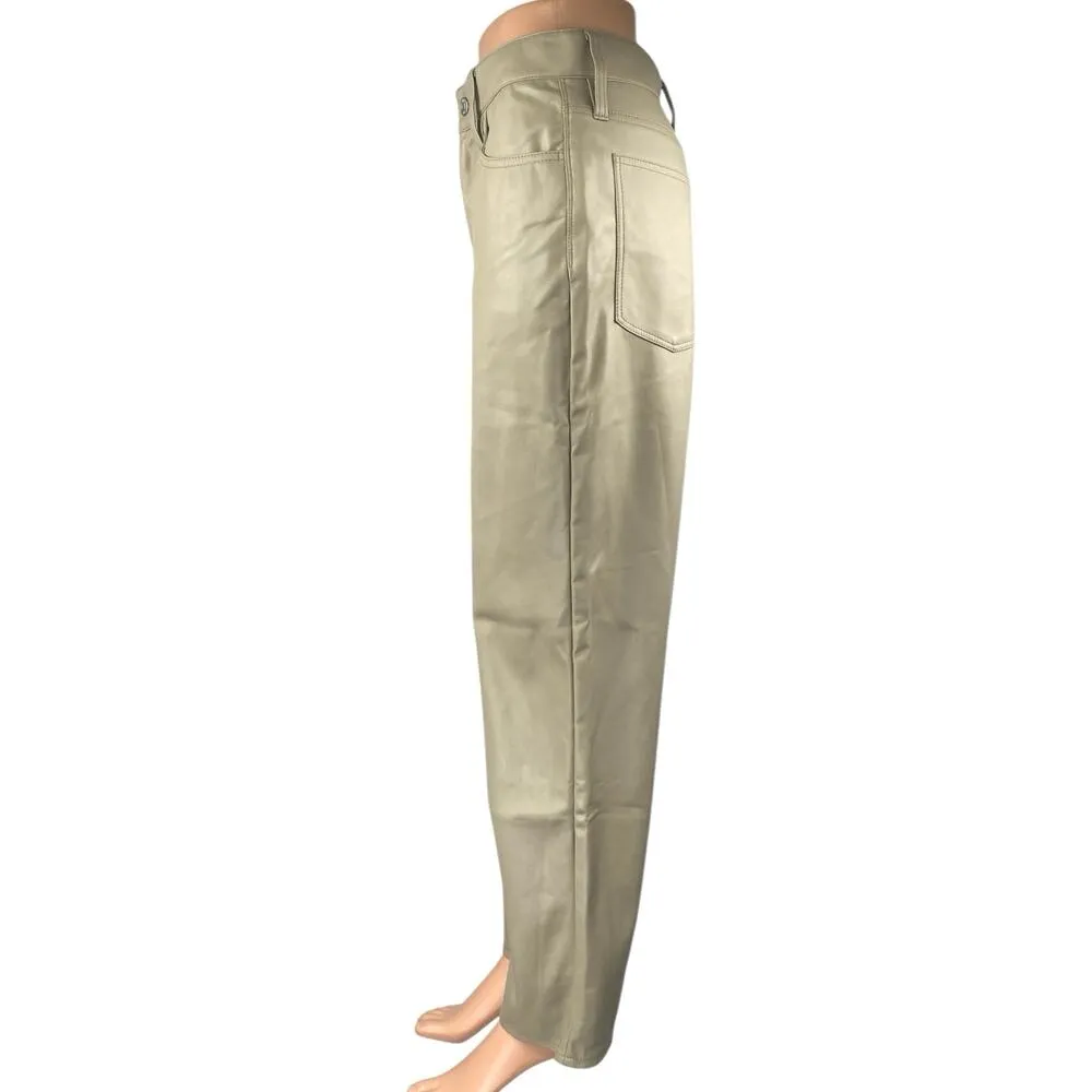 Madewell Perfect Vintage Cream Faux Leather High Rise Straight Trousers Pants 27 - Image 2