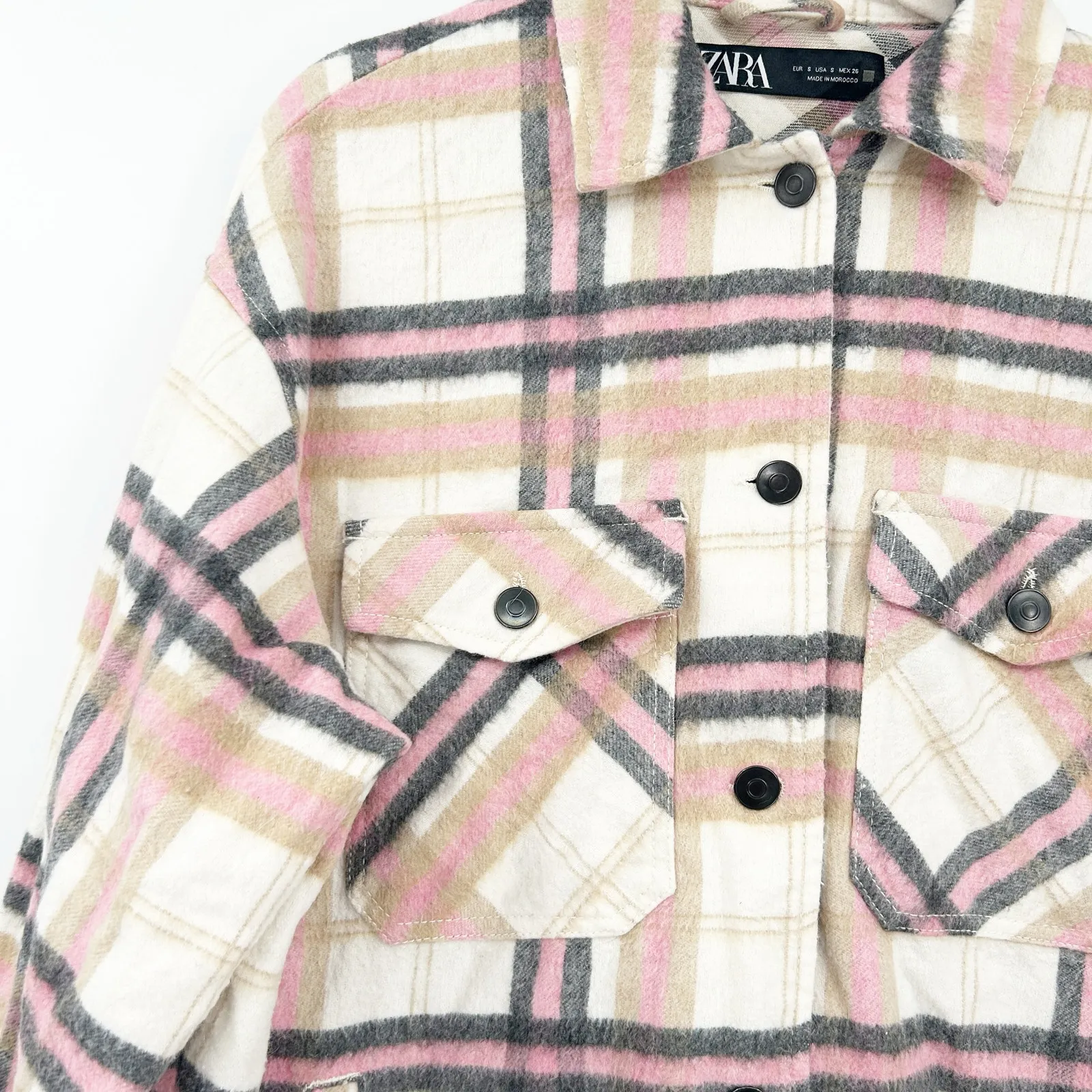 Zara Womens Bloggers Fav‎ Fall Plaid Wool Blend Oversized Shirt Jacket Shacket S - Image 2