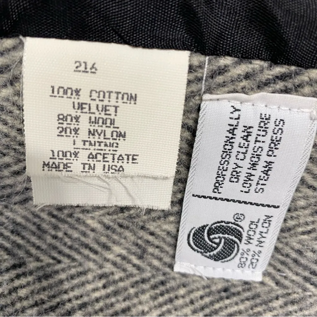 VINTAGE JENNIFER CHASE Wool Herringbone Longline Pea Coat Jacket Gray Size XL - Image 11