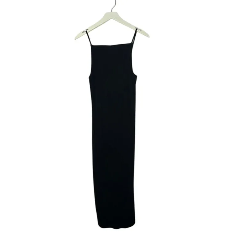 Old Navy Black Fitted Ribbed Square Neck Midi Dress Women's Medium NEW - Image 2