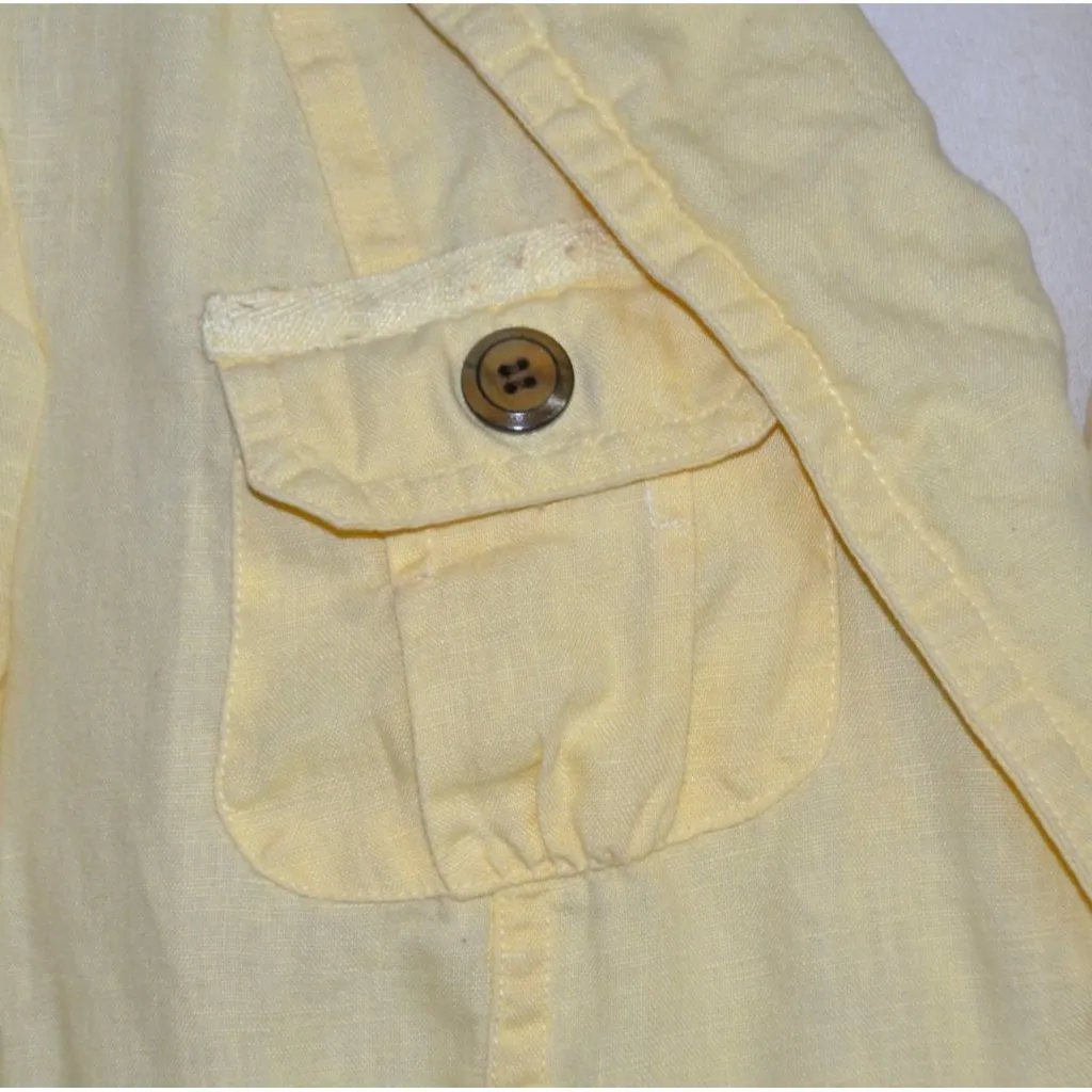 Chico's Butter Yellow Button Front Linen Jacket Size 3 XL 3/4 Roll Tab Sleeves - Image 4