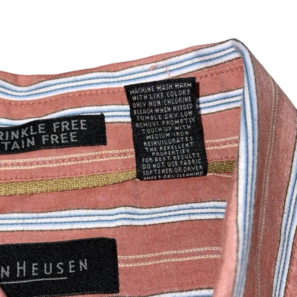 Van Heusen Mens XL Wrinkle Free Stain Resistant Short Sleeve Striped Button Down - Image 8