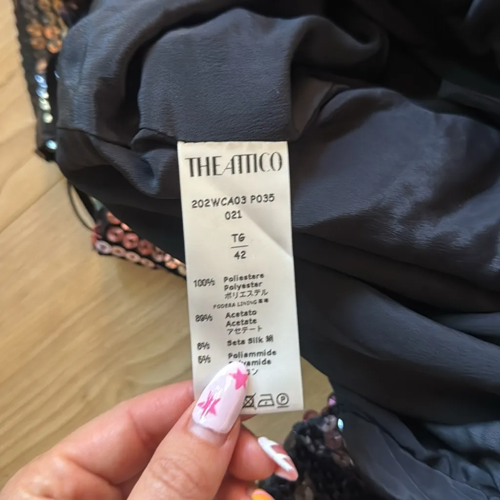 THE ATTICO Sequined chiffon halterneck mini dress Black Size undefined - Image 6