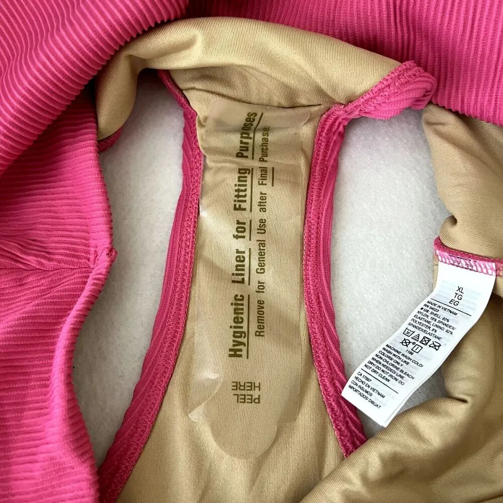 Old Navy Pink Ribbed High Waisted Bikini Bottoms - Image 5