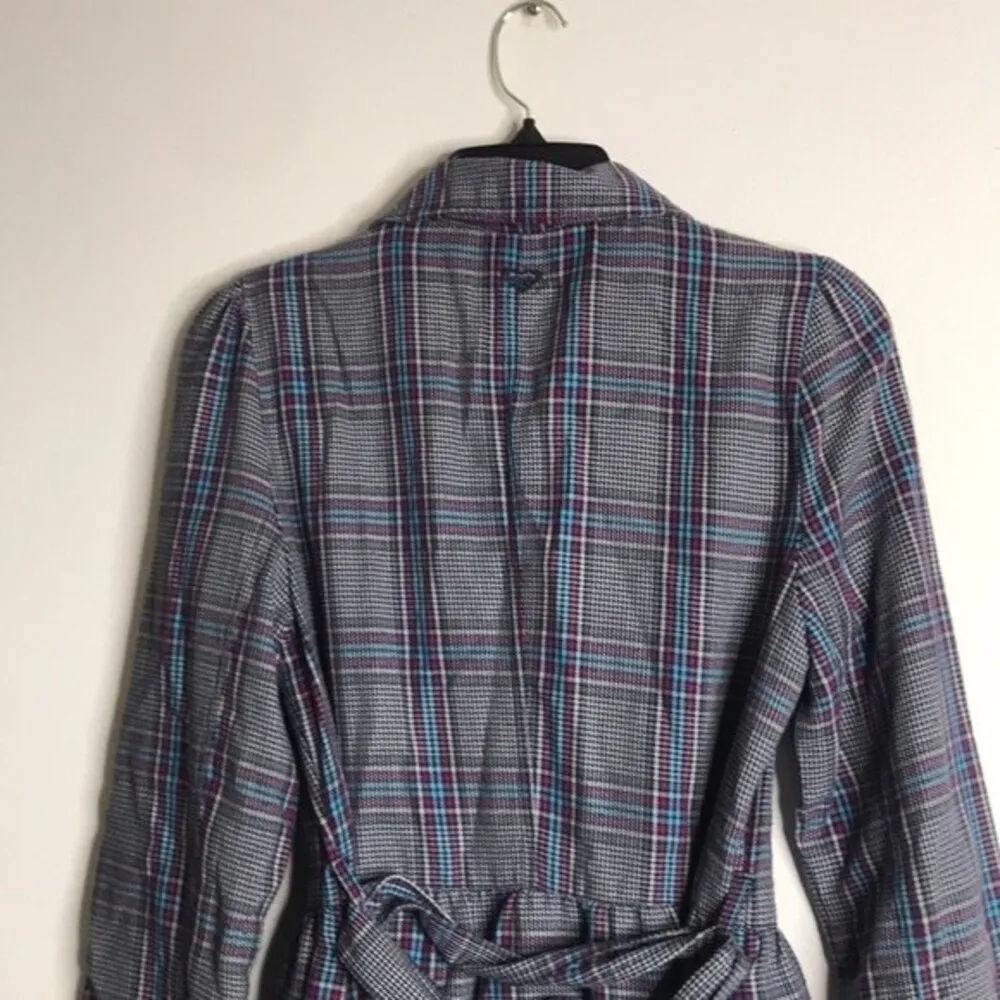 Vintage roxy plaid flannel fall Y2K trench coat size small cute - Image 11