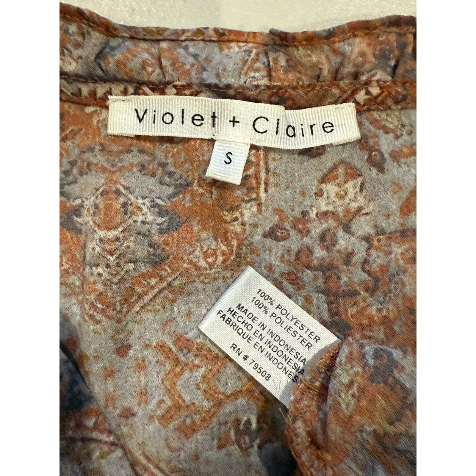 Violet + Claire Blouse Womens Small Boho Indie Workwear Travel Lightweight - Image 3