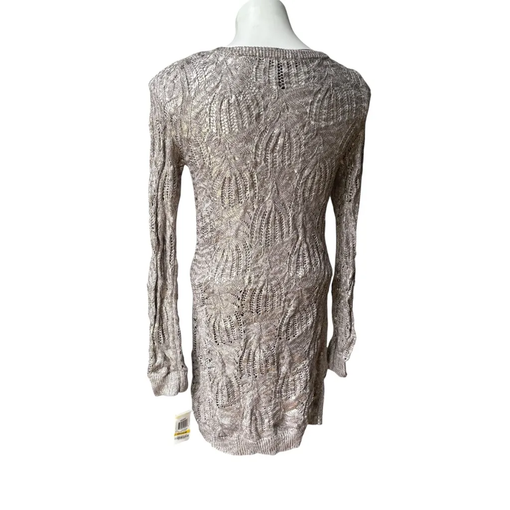 NWT, INC Coated Gold Metallic Cable Knit Crew Neck Sweater Dress or Tunic, Sz M Size M - Image 7