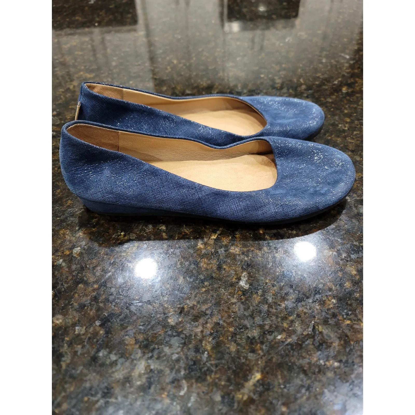 FSNY Ballet Flats Women's Size 8.5 Blue Sparkle Slip On Round Toe Comfort Shoes - Image 6