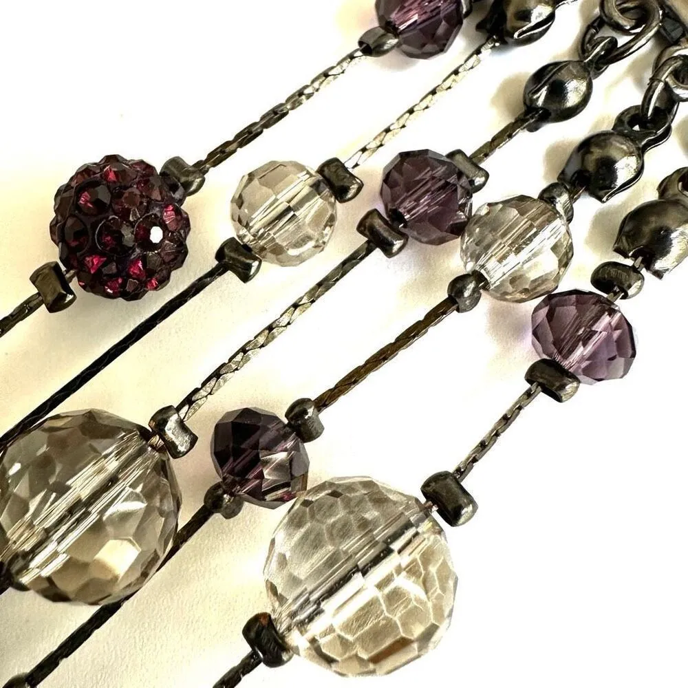 White House Black Market purple crystal beaded multi strand bracelet - Image 9
