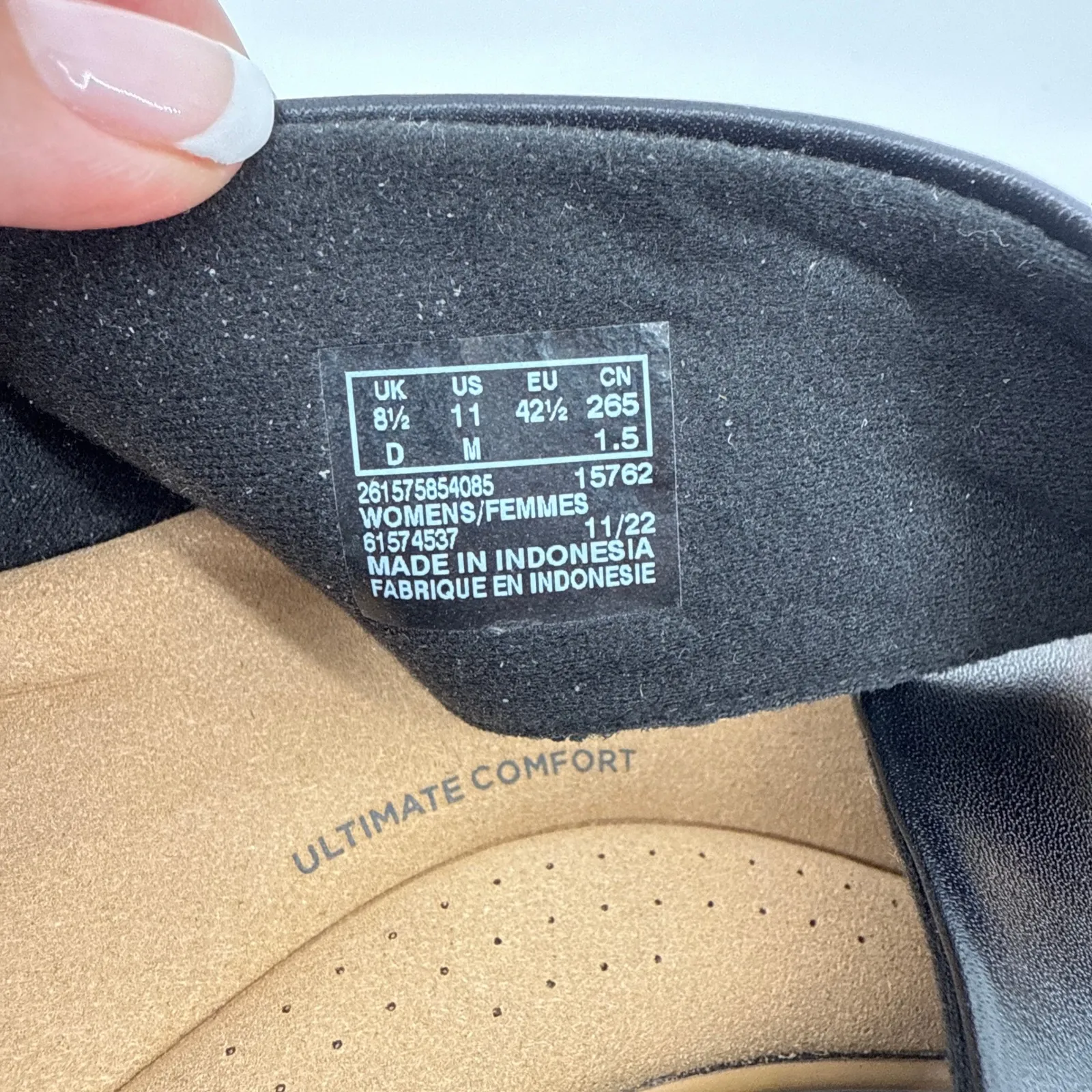 Clarks Jillian Gem Wedge‎ Sandal Black Leather Criss Cross Slip On Unworn SZ 11 - Image 7