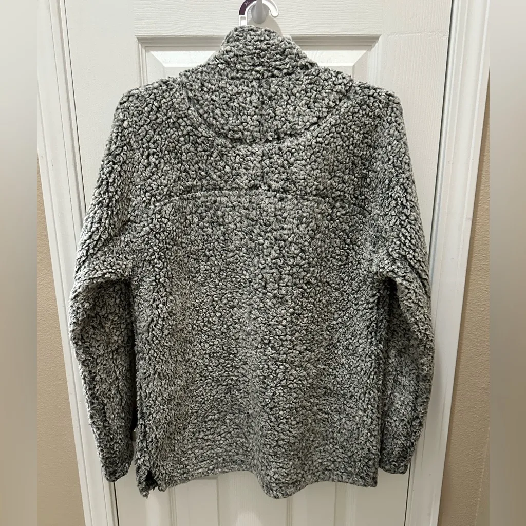 TRUE GRIT Sherpa fleece pullover size XS gray oversized - Image 3