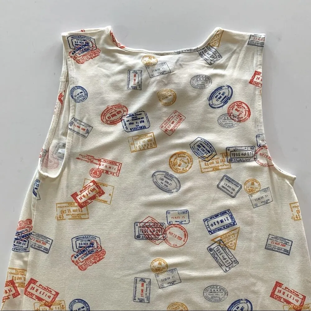 ModCloth | White Passport Stamps Travel Familiar Feeling Sleeveless Top XXS - Image 10