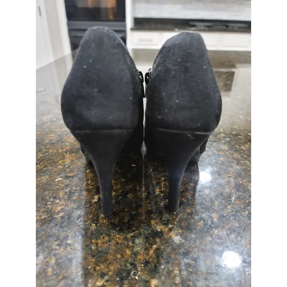 Merona Ankle Stiletto Heel Bootie Women's Size 8 Black Suede Leather Side Zipper - Image 12