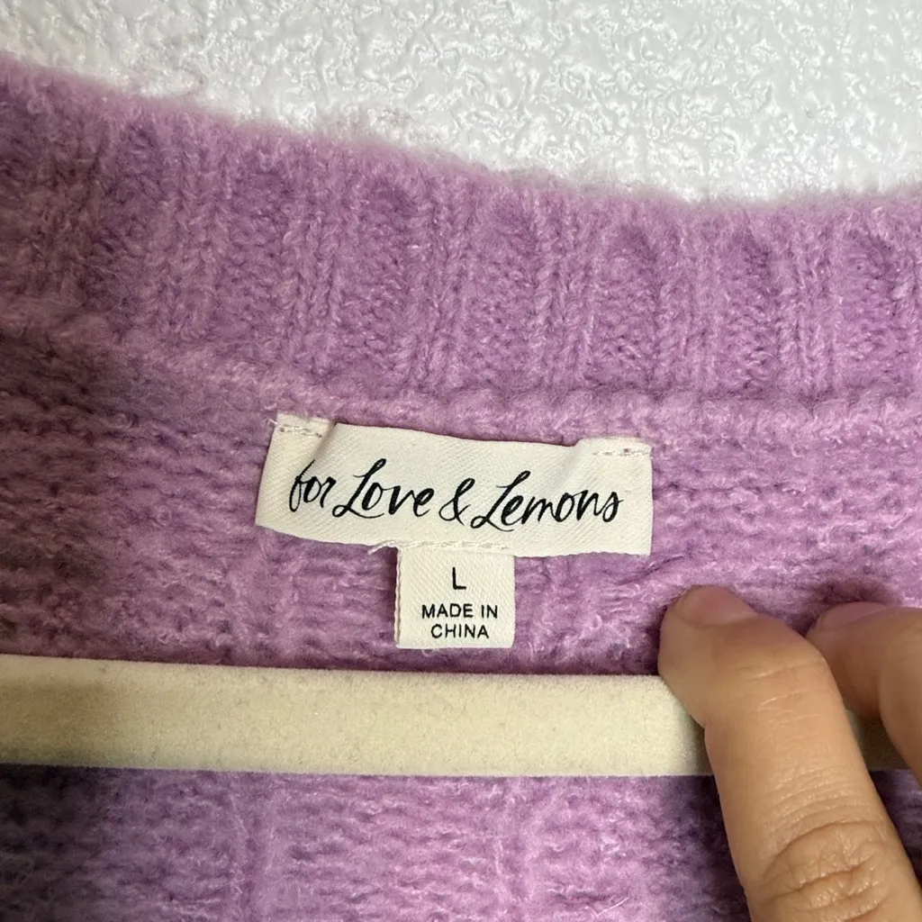 For Love and Lemons Billie Cropped Cable Knit Cardigan Size Large - Image 4