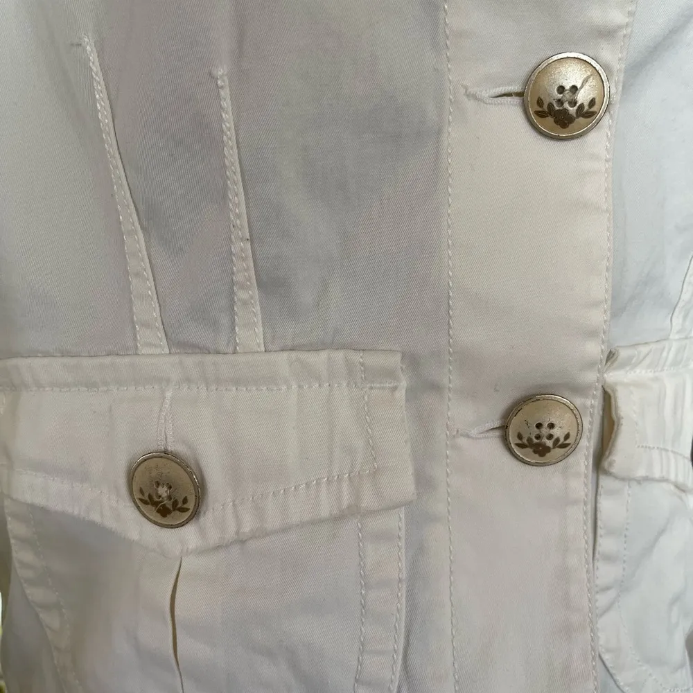 Guess Jean Blazer Jacket Women size M stretchy Coastal Denim cream color - Image 5