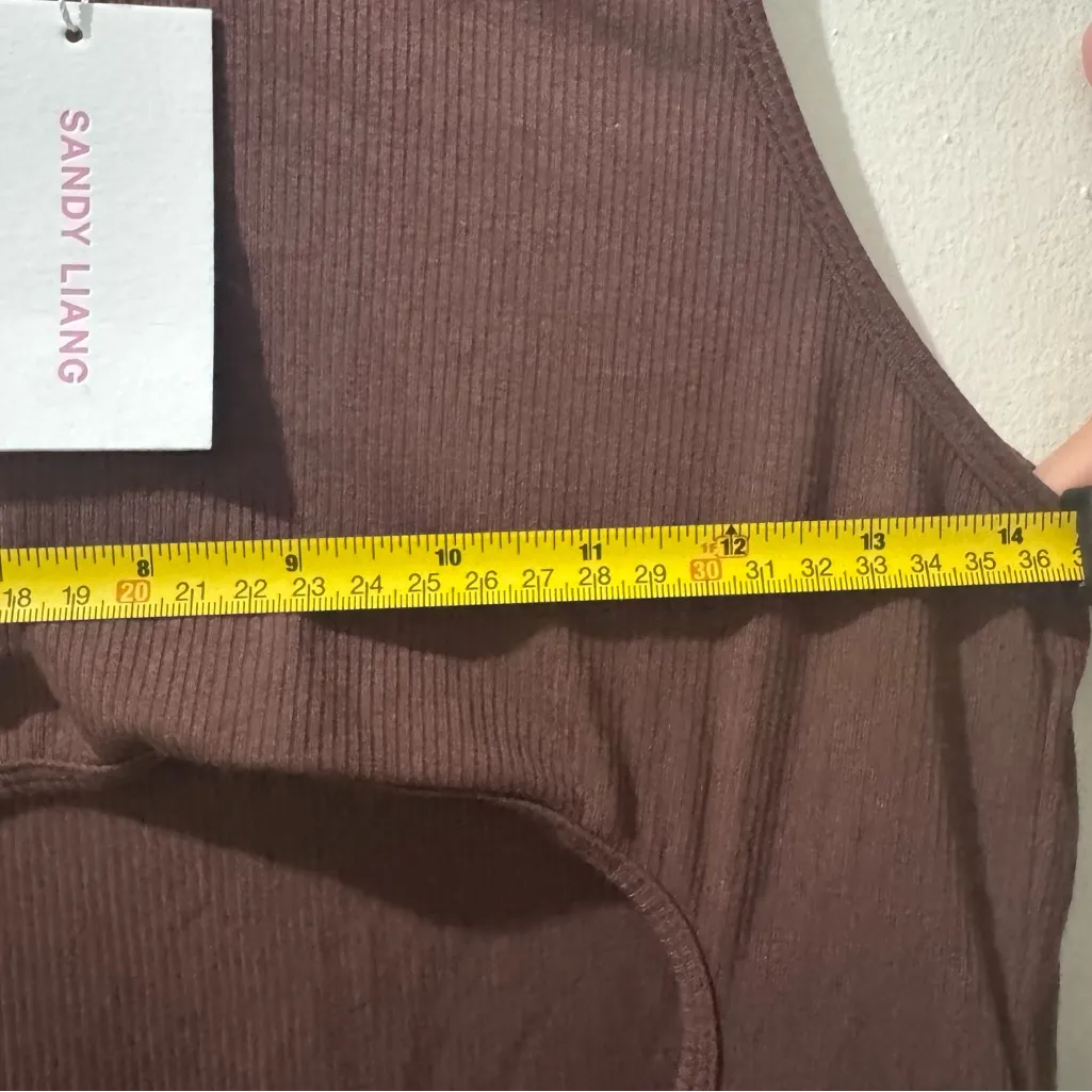 Sandy Liang Riblet Tank in Cocoa Large - Image 4