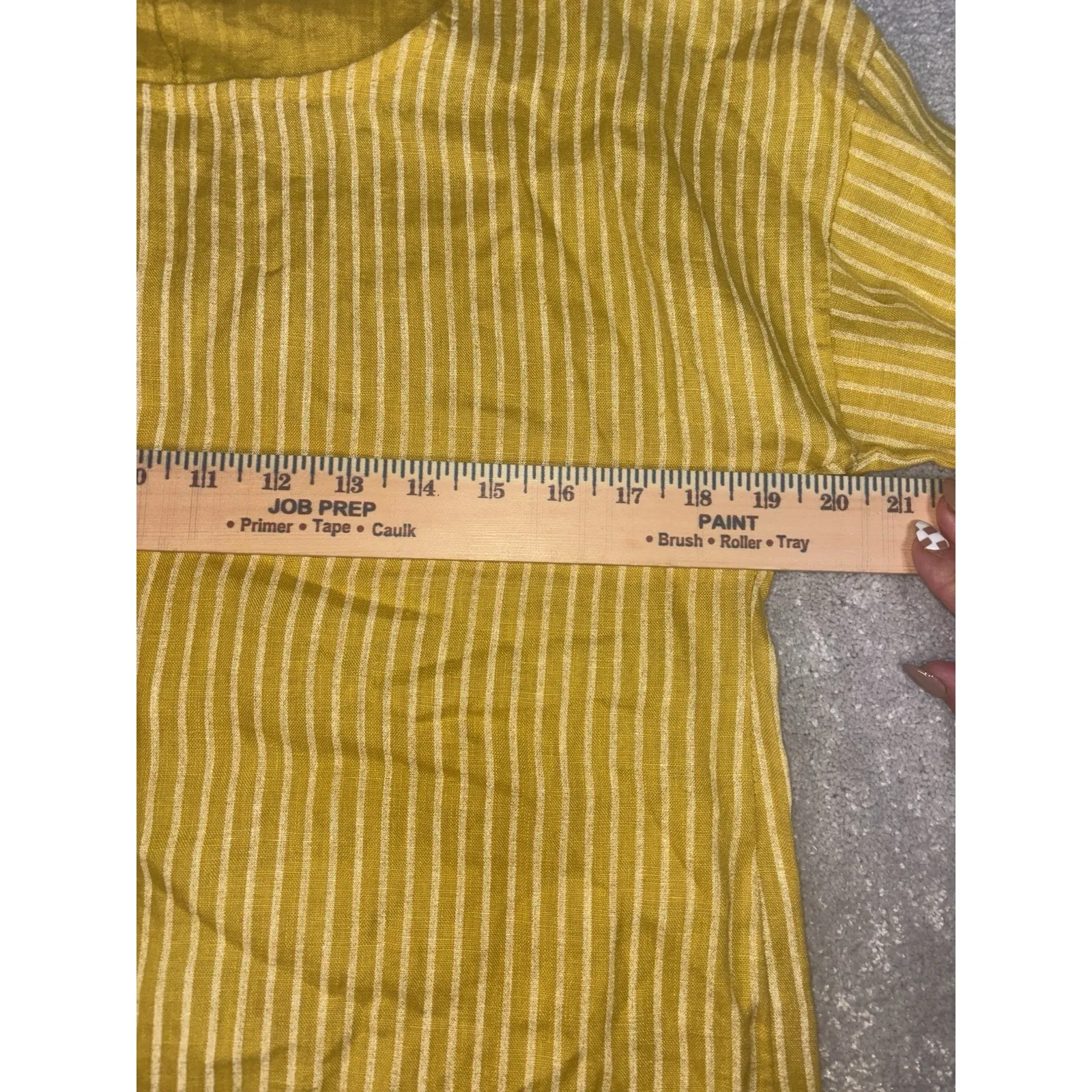 Lungo L'Arno Striped Yellow 100% Linen‎ Tunic Top Ruffle Trim 3/4 Sleeve Small - Image 7