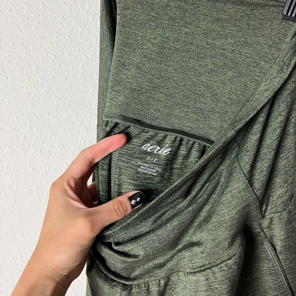 aerie heathered moss green foldover lounge joggers sweatpants - Image 5