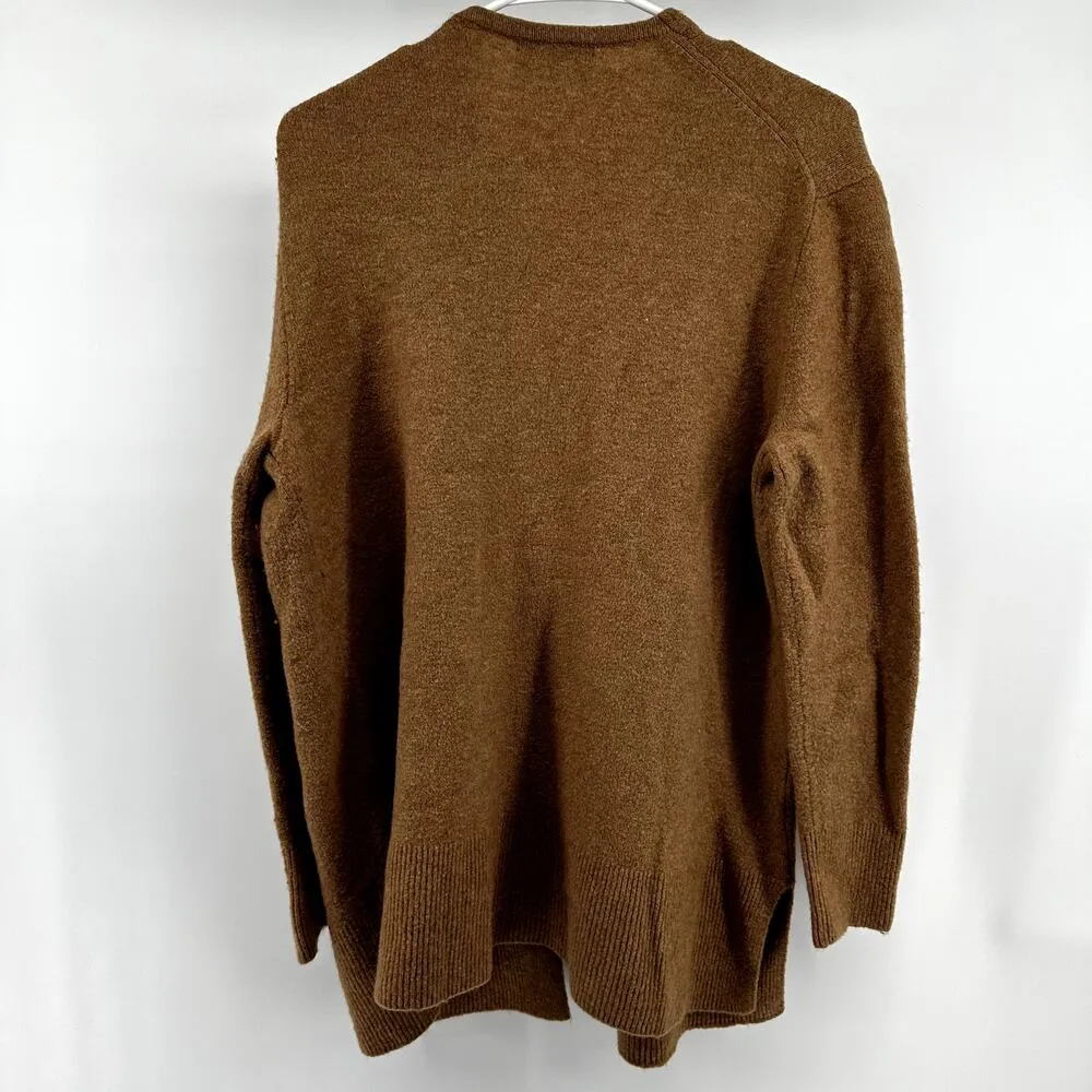 Madewell Cozy Walker Cardigan Alpaca Merino Wool Side Slit Ribbed Brown Medium - Image 6