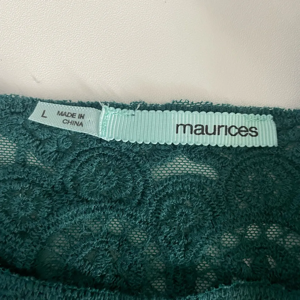 Vintage Style Green Crochet & Embroidered Blouse Festival Hippie Lightweight - Image 6