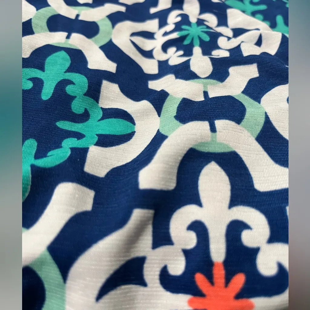 Perfectly Priscilla Made in USA Vibrant Sleeveless Tunic with Geometric Design Blue Size XL - Image 11