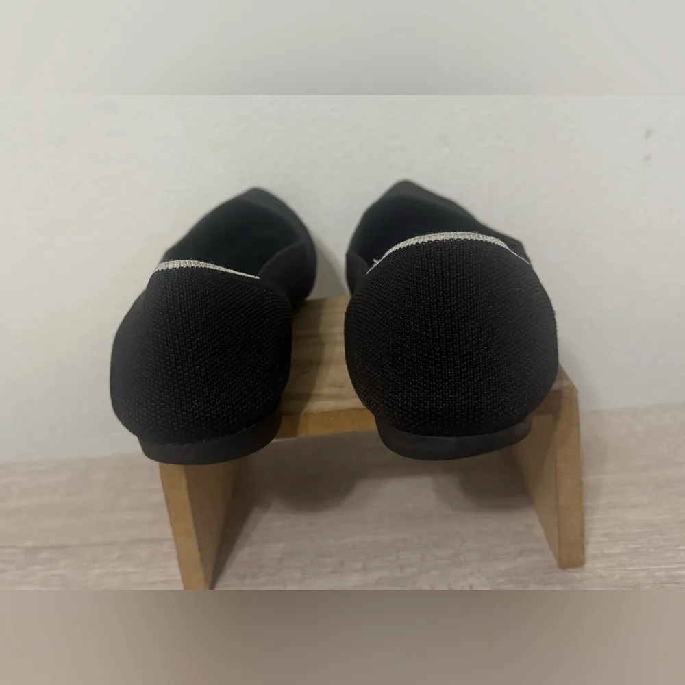 Rothy's Black And White Halo Pointed Toe Ballet Flats Knit Washable Chic 6.5 - Image 7