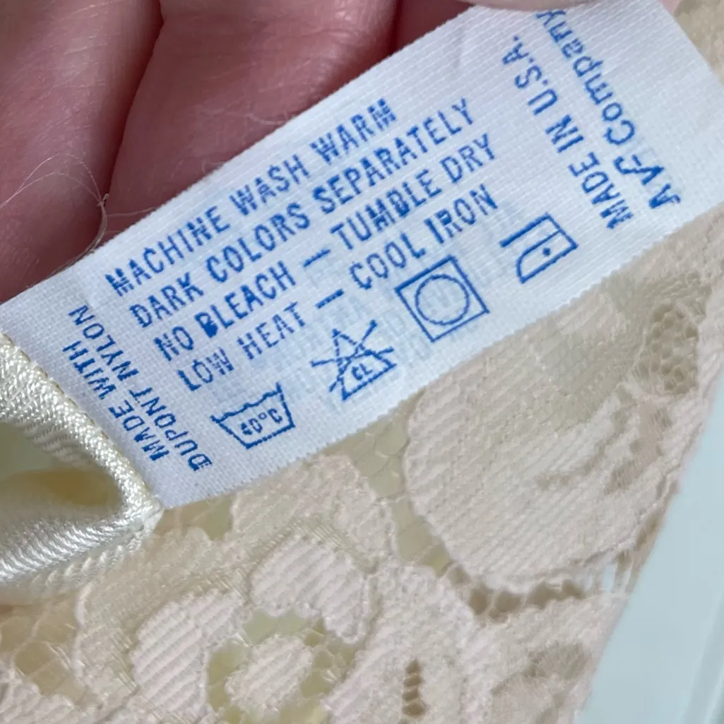 Vintage 90s Vanity Fair Satin Lace Camisole Tank Size 34 Fairycore Made in USA - Image 6