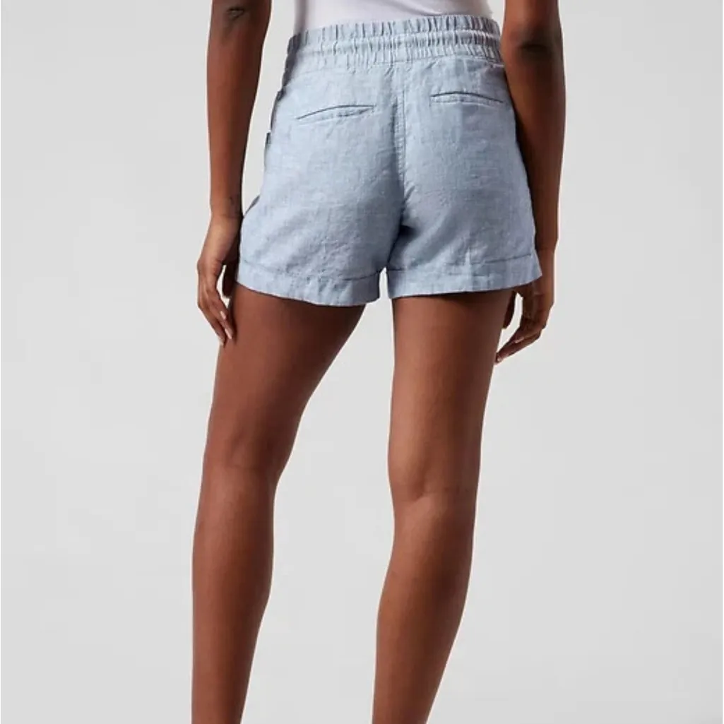 Athleta CABO LINEN 4" SHORT in Chambray Blue Plus Size 22 NWT - Image 2