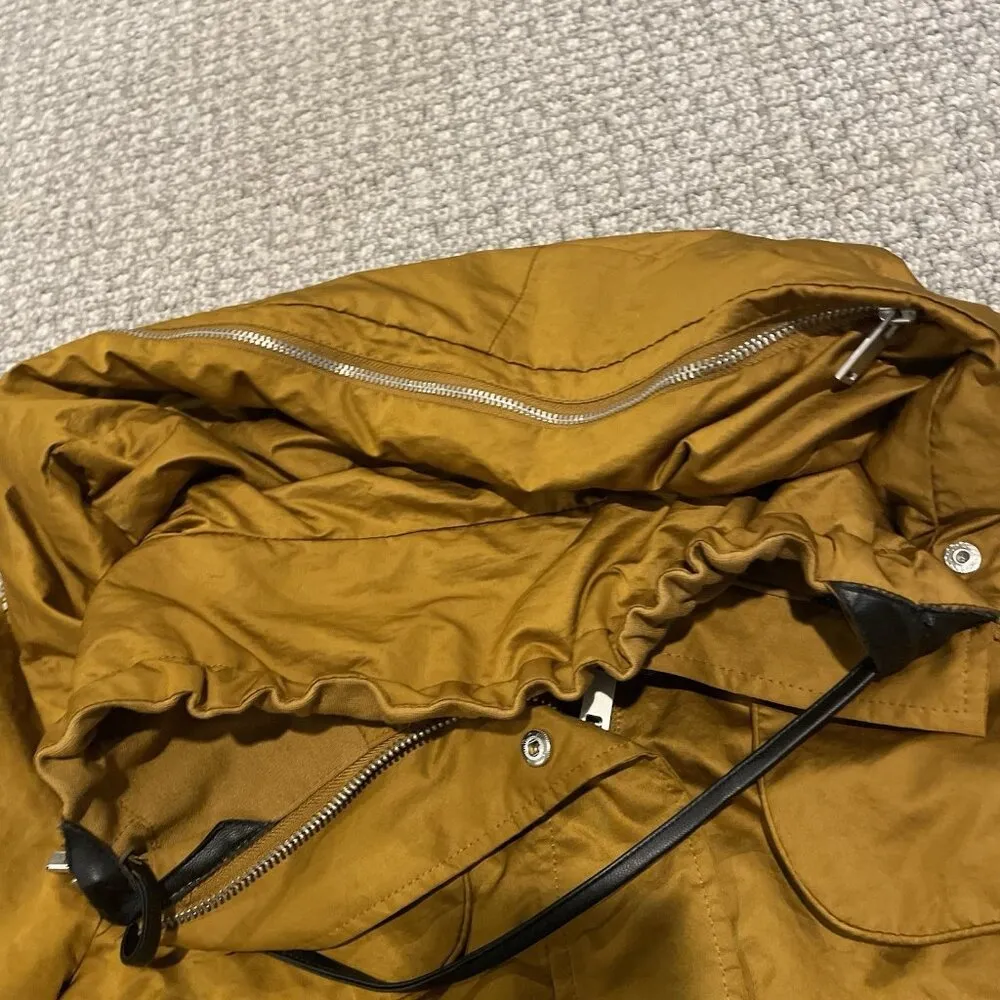 ZARA BASIC Coat Womens Medium Brown Hooded Lightweight Jacket Parka Full Zip - Image 5