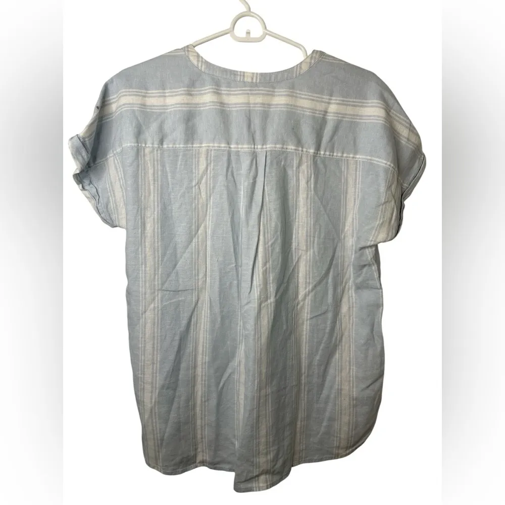 Caslon Shirt Womens Medium Breeze Desmond Striped Linen Blend Cuffed - Image 2