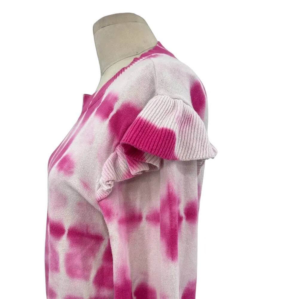 Generation Love Colette Tie-Dye Sweater‎ Pink White Ruffle Sleeve Size Medium - Image 9