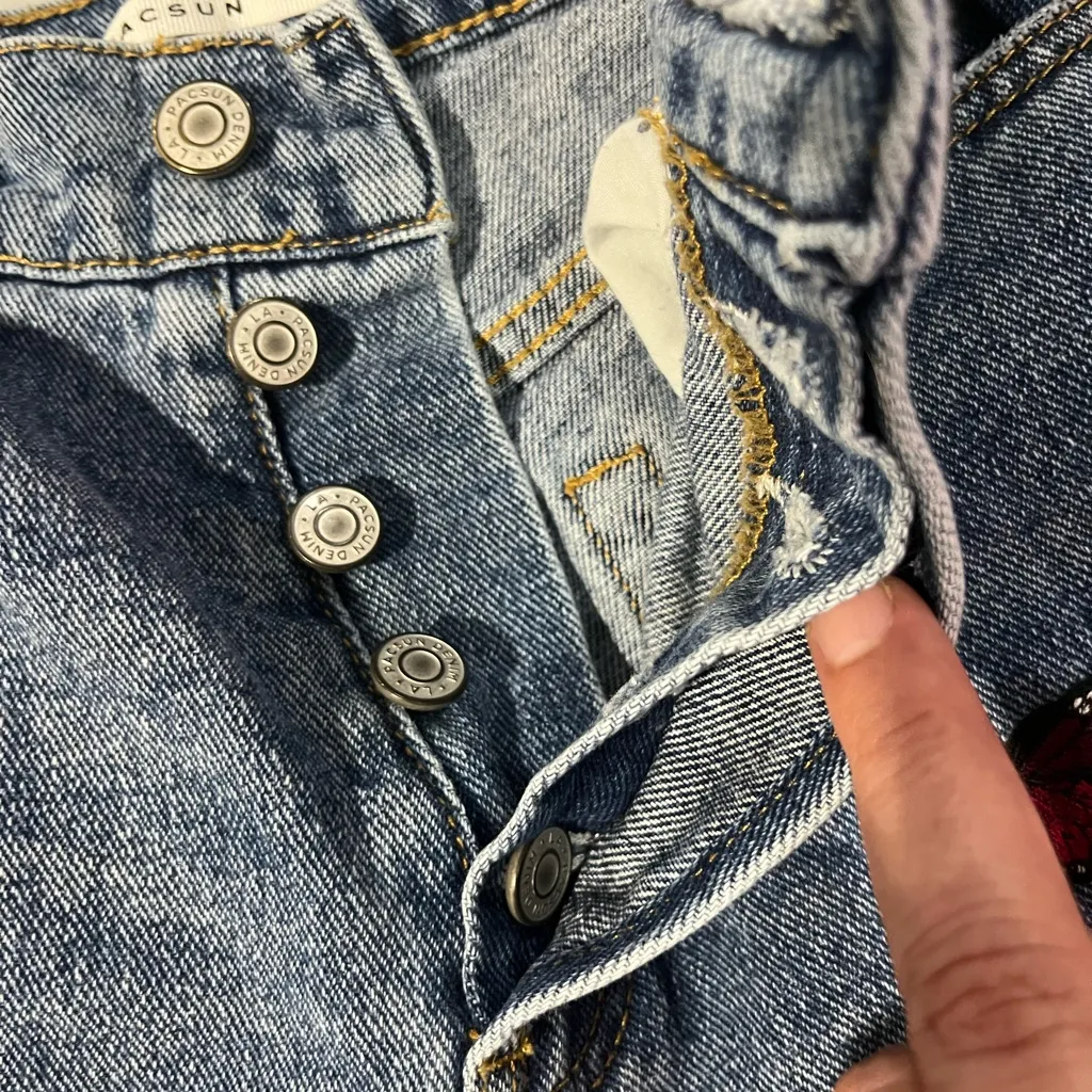 PACSUN BAGGY JEAN for women size 25 CUSTOM patch work - Image 9