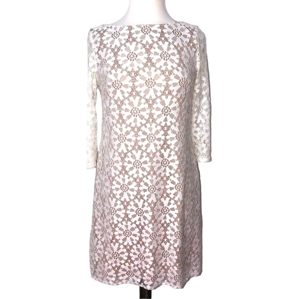 Eliza J Ivory Lace Shift Dress 6 EUC - Image 2