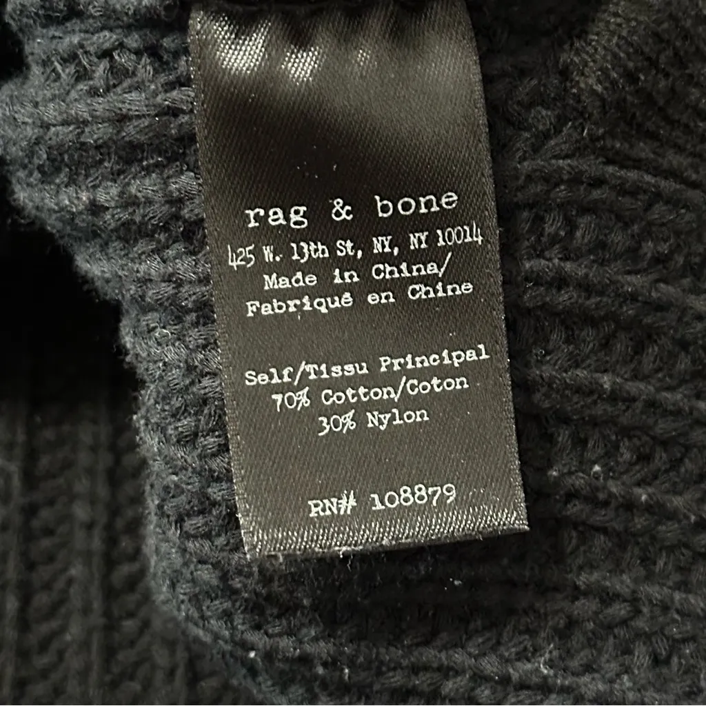 Rag & Bone/JEAN Women’s Size XS Black Ribbed V-Neck Heavy Ribbed Knit Sweater - Image 5