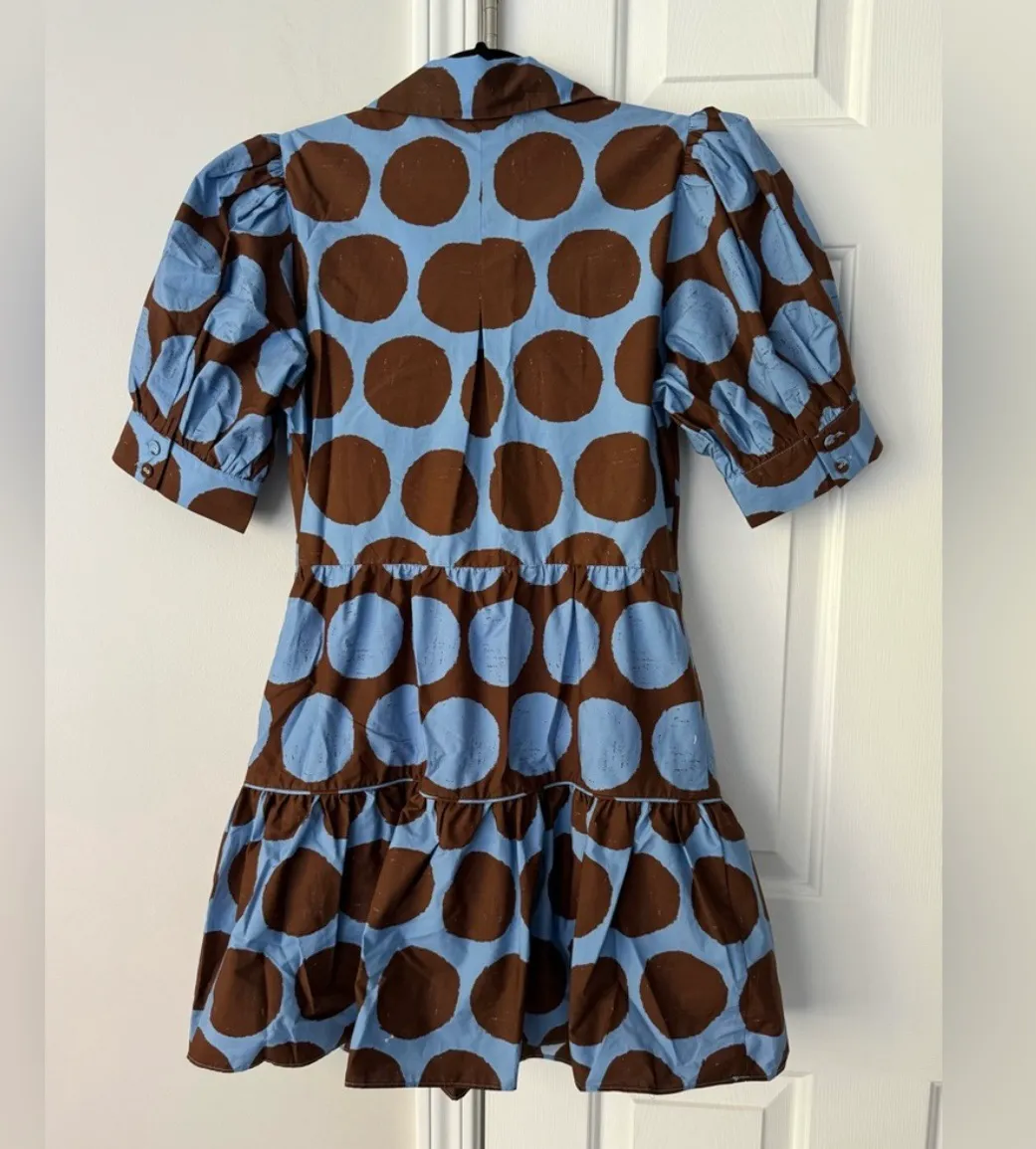 Dot Print Front-Bow Mini Dress, Size M - Image 11