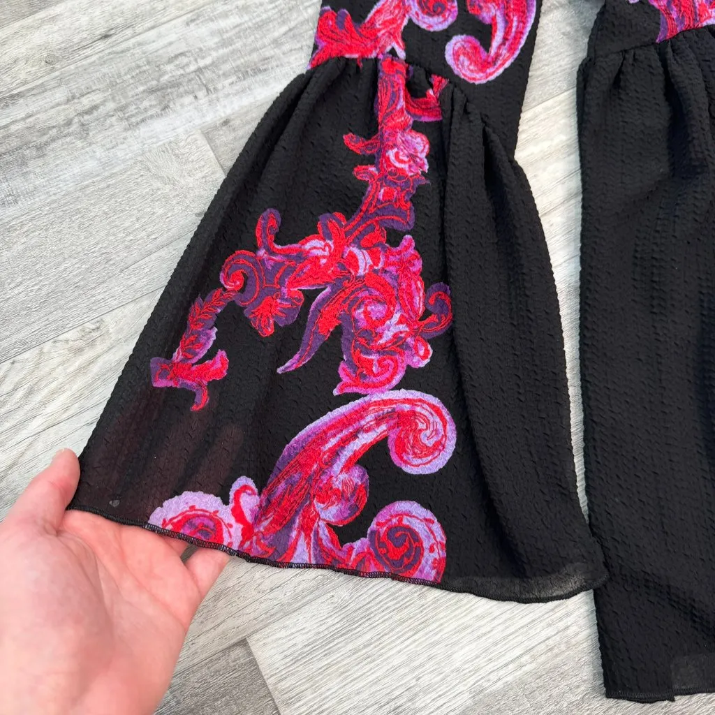 Free People Intimately bell sleeve Symphony semi-sheer tunic dress Medium G48 - Image 5