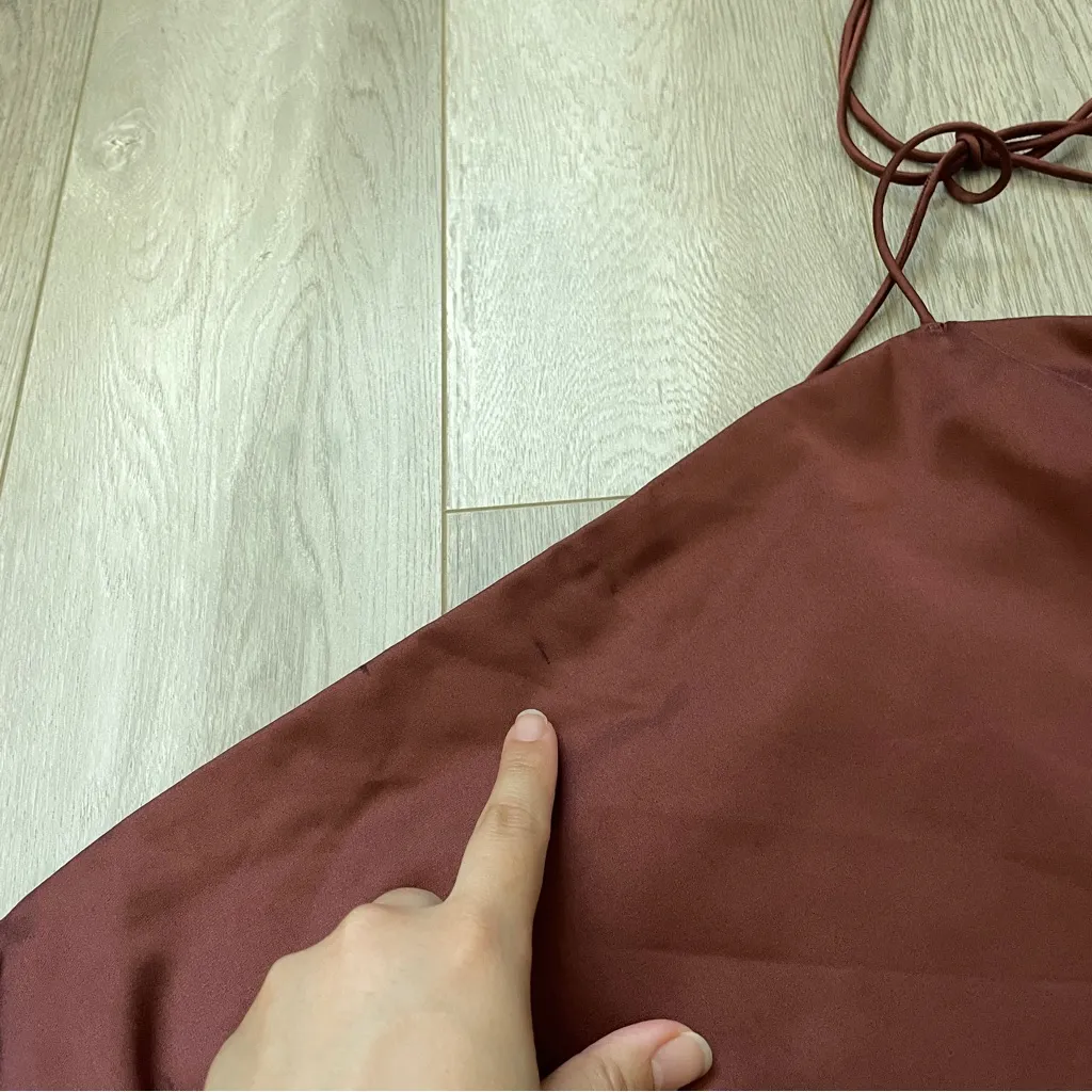 Abercrombie & Fitch Tank Top satin square neck tie straps womens Brown (large) - Image 6