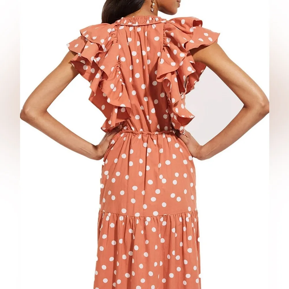 Roller Rabbit Polka Dot Ondine Tiered Ruffle Dress in Clay Color - Image 16