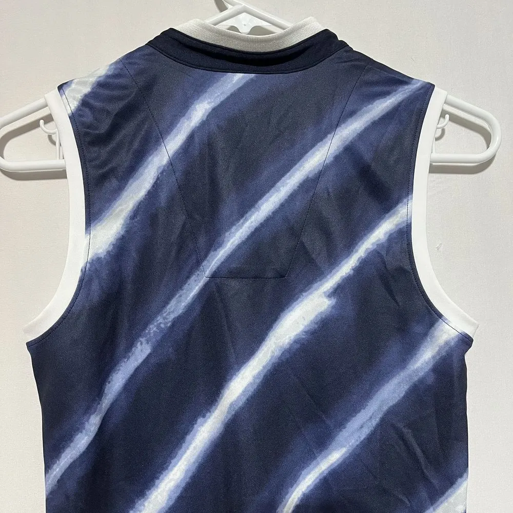 Lady Hagen Golf Top Women's XS‎ Navy Blue Shibori Striped Split Neck Sleeveless - Image 10