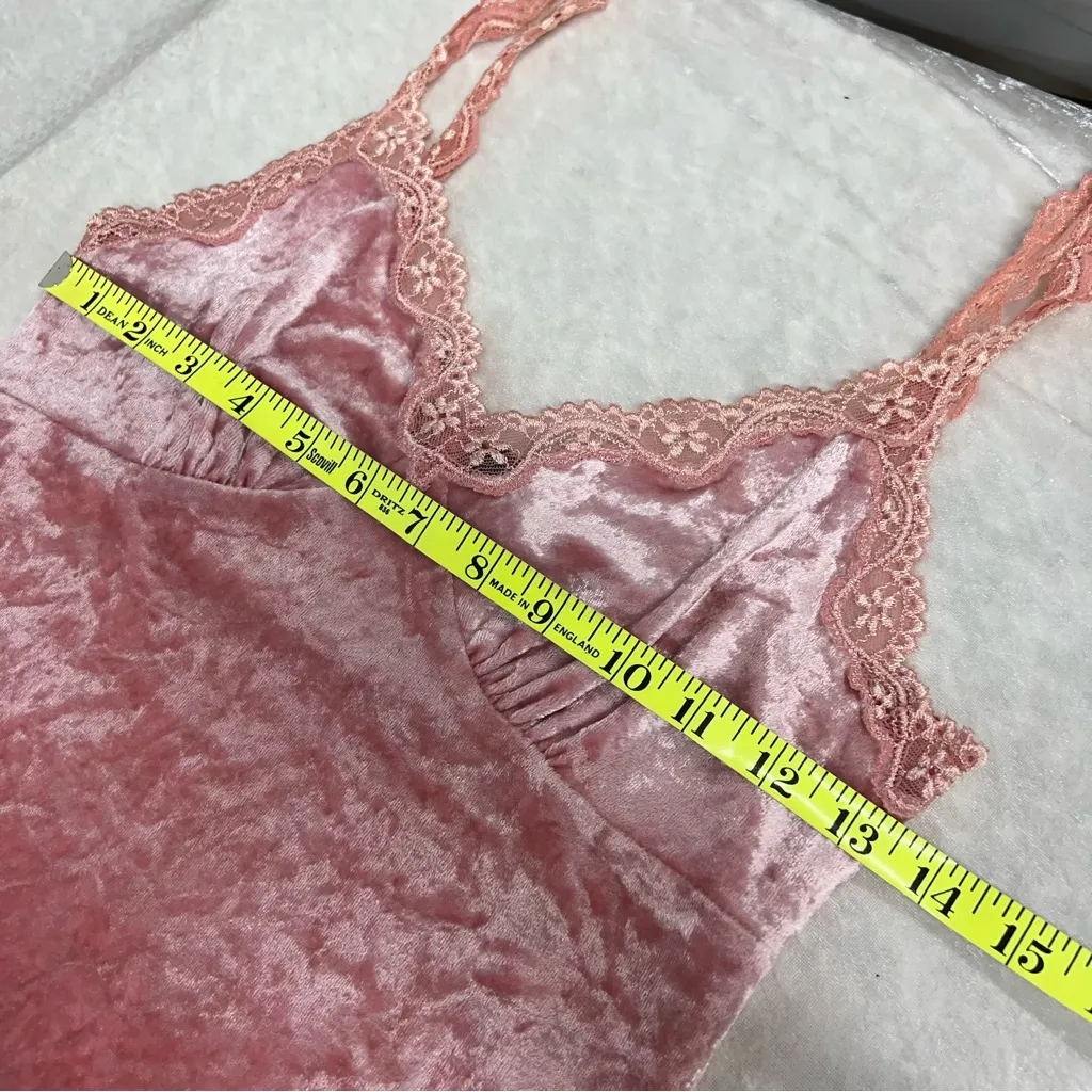 Express S Vintage Y2K 90’s 2000’s Pink Lace Trim Velvet Camisole Tank Top - Image 4