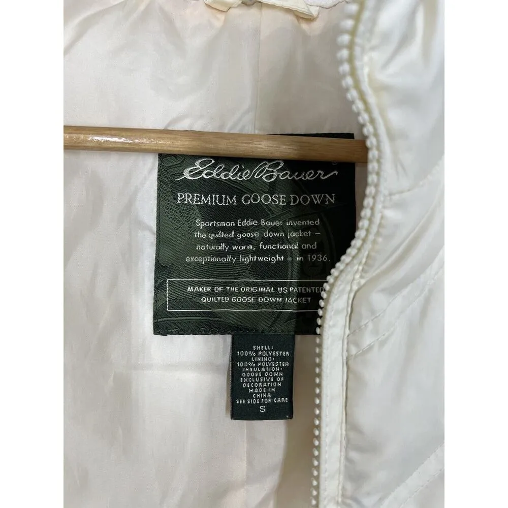 Eddie Bauer Womens Premium Goose Down Vest Small S Ivory - Image 4