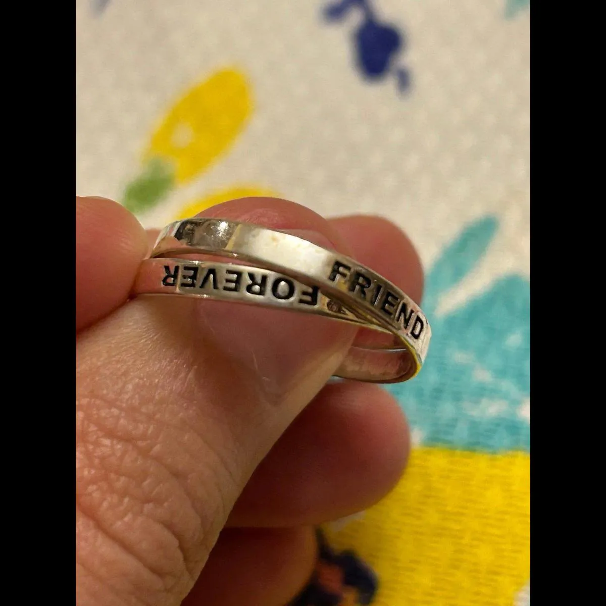 925 sterling silver size 9.5 d14 ring forever friends - Image 3