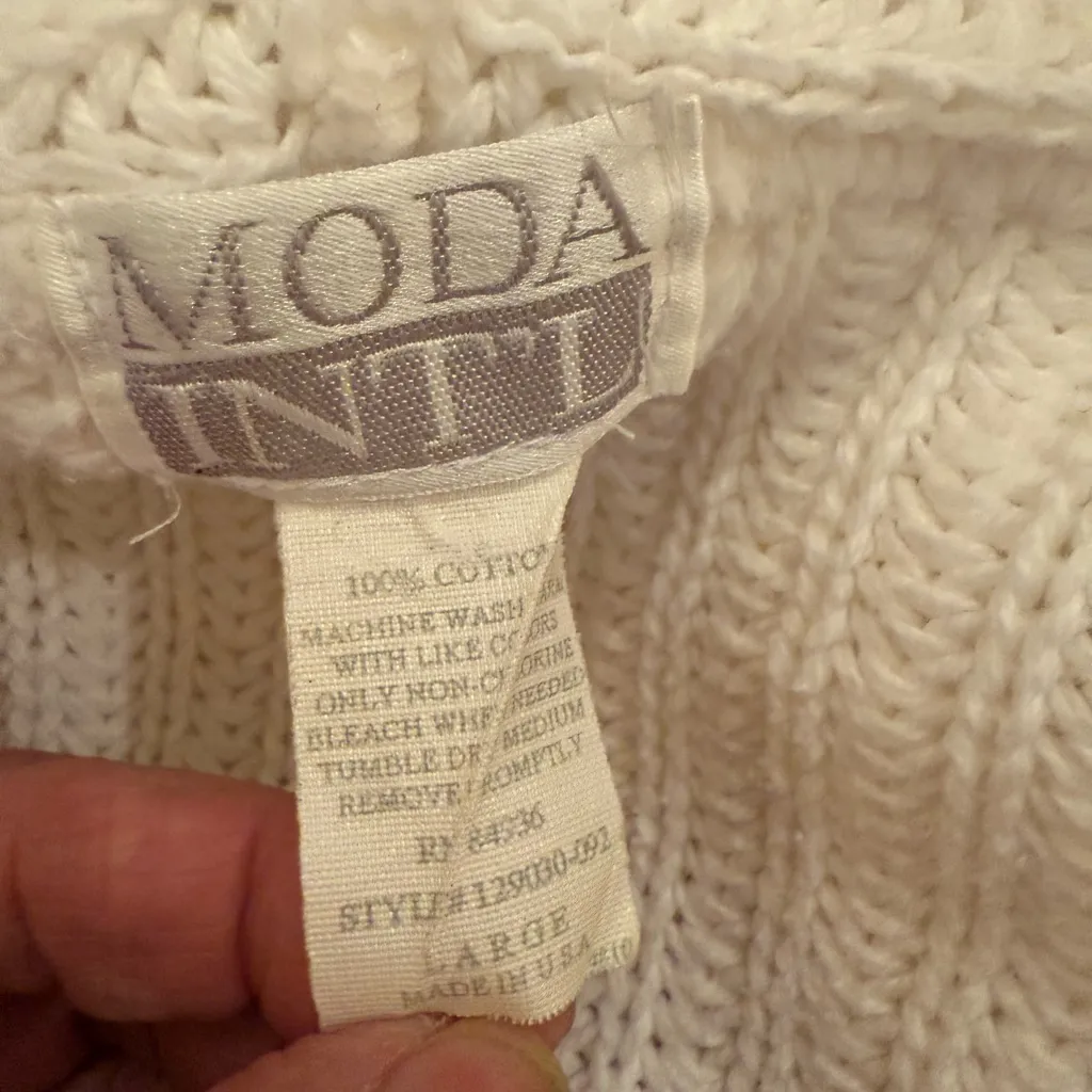 Knit Hooded Cardigan White Size L - Image 13