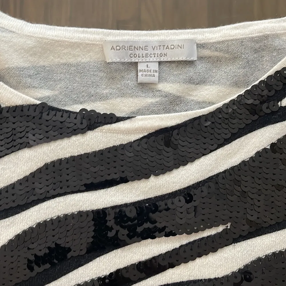 Adrienne Vittadini Collection Black and white Zebra Sequin Tops. - Image 2