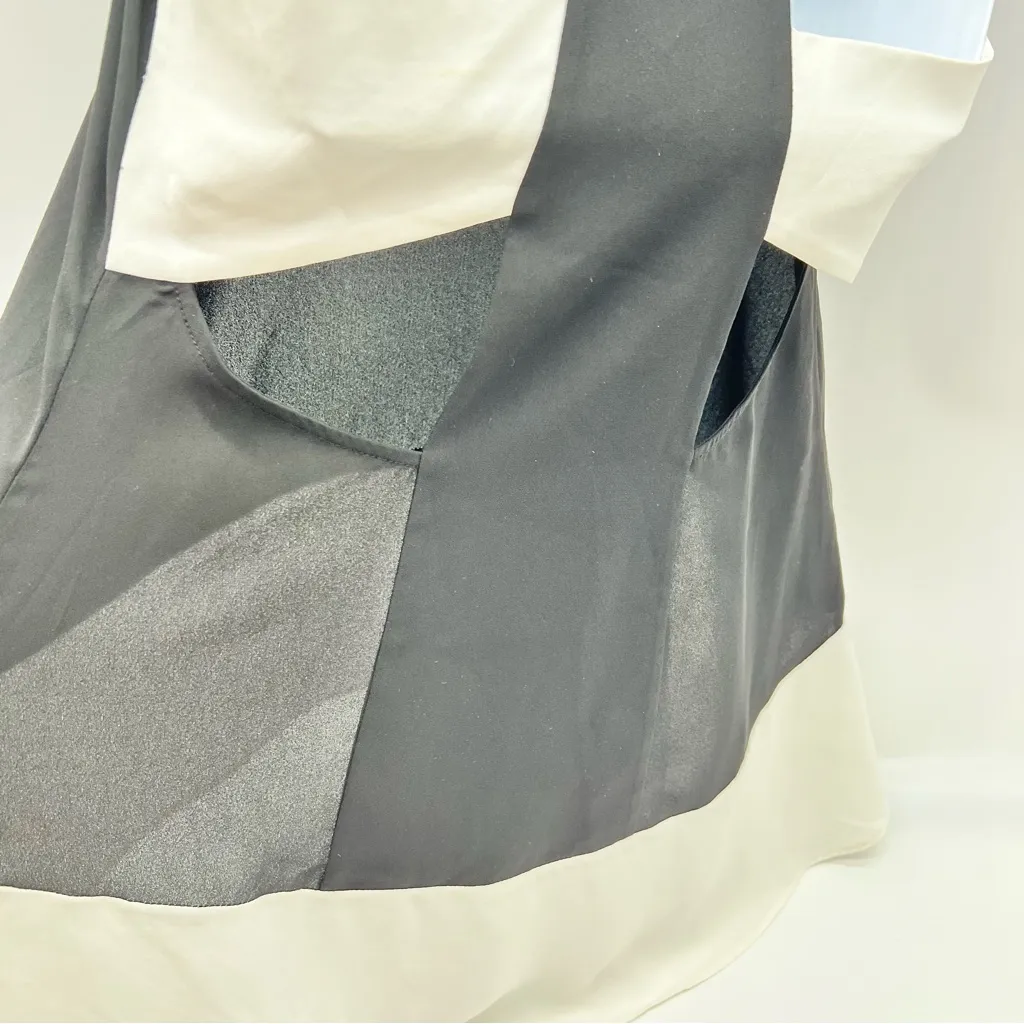 BCBGMaxAzria Black and Cream Flowy Semi-sheer Tank Top w/Detailed Back-Size XXS - Image 8