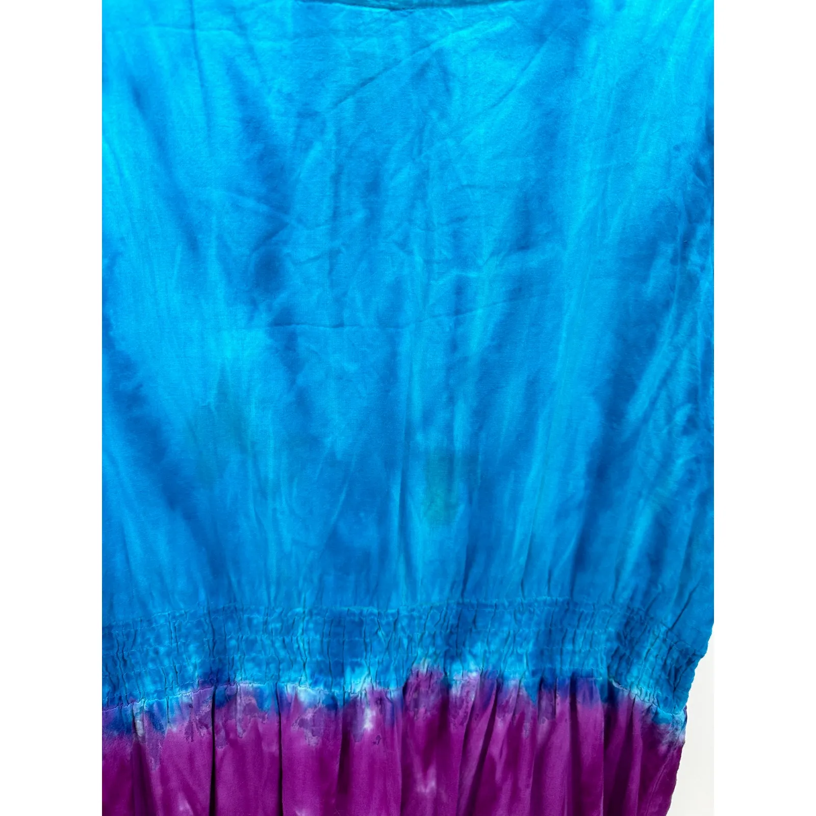 Maggie Barnes Dress Women Size 0X Tie Dye Blue Purple Boho Midi Ruffle Cotton - Image 7
