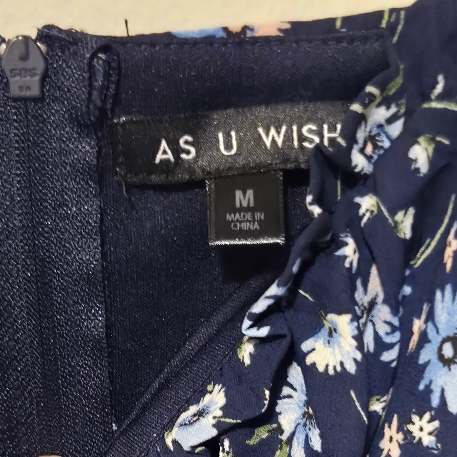 As U Wish Long Sleeve Navy Floral Dress Size Medium - Image 4