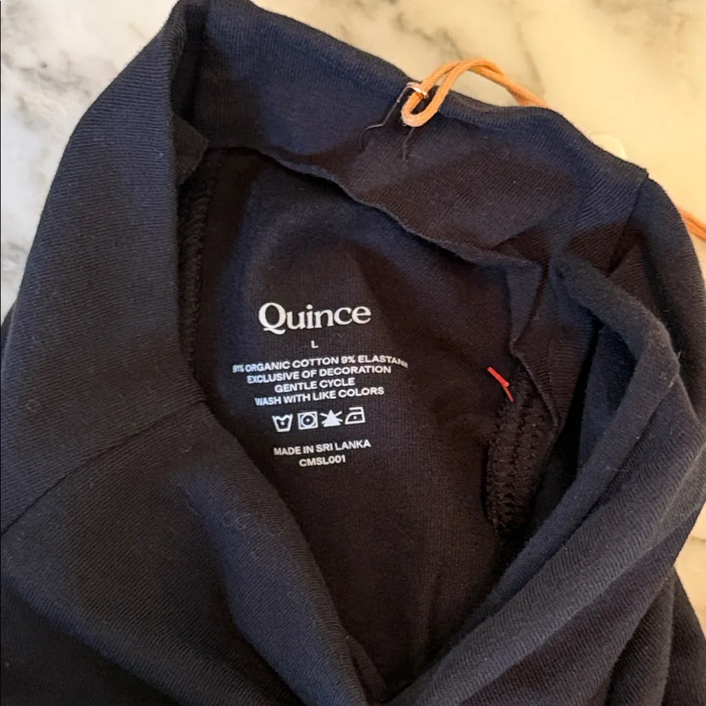 NWT Quince Mock Neck Sleeveless Black Tank Top Side Ruching Sz Large - Image 7