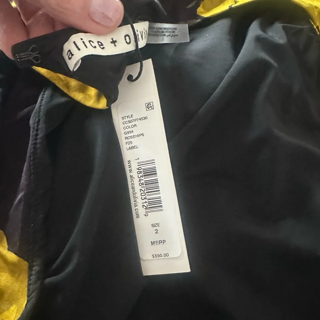 NWT- Alice+Olivia Delora Rose Print Sleeveless Maxi Dress Size 2 - Image 10